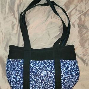 Large Blue Flower Pattern Shoulder Bag